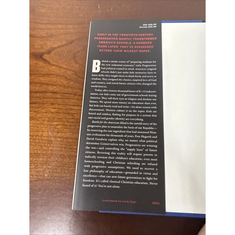 Battle for the American Mind Pete Hegseth 2022 First Edition - Kreskin coll.‎